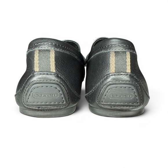 Coach Men\'s Loafers Size 11 D Black Leather Signature Jacquard Penny